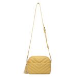 Miss Lulu Women Cross Body Bag Shoulder Bag Satchel Handbags Messenger Bag, Synthetic Leather,V-Shaped Knitting Texture,Tassel Decoration, Classic, with Removable and Adjustable Shoulder Strap Yellow