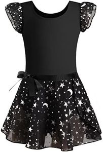 DANSHOW Girls Ruffle Sleeve Ballet Leotard with Rainbow Dance Skirt(30273-06Y-M)