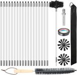 MaxEarn 24Pcs Chimney Cleaning Brush Kit with 18 Flexible Nylon Rods+ 6" Brush Head + Wood Long Brush+ Storage Bag, Duct Vent Cleaning Set, Sweep Brush Tool for Flue/Fireplace/Sewage Pipe/Fume Hood