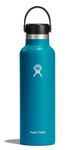 HYDRO FLASK - Water Bottle 621 ml (21 oz) - Vacuum Insulated Stainless Steel Water Bottle with Leak Proof Flex Cap and Powder Coat - BPA-Free - Standard Mouth - Laguna