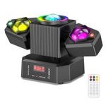65W Moving Head DJ Lights with Remote Control,4-in-1 Moving Heads Stage Light with RGBW LED Beams & Star Effect,Disco Light with Auto/Remote/DMX512 Control for Party Show Home Club Bar,1PCS