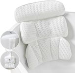 Bath Pillow Bathtub Pillow for Tub Luxury Bath Tub Pillows for Tub Neck and Back Support with Soft Mesh Fabric and 8 Strong Powerfull Non-Slip Suction Cups Relaxing Bath Accessories Spa Gifts, White