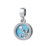 GMXLin Christmas Blue Snowflake Dangle Charm Bead for Women Pandora Bracelets Mom Grandma Winter Gift