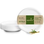 Signature Packaging - Biodegradable Paper Plates - 50 Pack - Large & Sturdy Disposable Tableware - Round 25cm