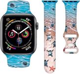 Sea Turtle Cartoon Beach Bands Compatible with Apple Watch Band 42MM 44MM 45MM, Silicone Strap Wristbands Compatible with iWatch Bands Series SE 7 6 5 4 3 2 1 for Women Men