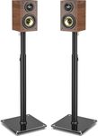 Rfiver Universal Speaker Stands Pair for Surround Sound, 32" to 43" Height Adjustment Bookshelf Speakers Stand Each Holds 11lbs Speaker, Floor Speaker Stand Built-in Cable Management, Black, 1 Pair