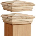 Geetery 2 Pcs 4x4 Wood Newel Post Cap Fence Cedar Post Cap Wood Post Cap Post Cover Rot Resistant Decking Caps for Outdoor Fences Mailboxes Decks