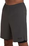 TCA Men's Ultra 2 in 1 Running/Gym Shorts with Zipped Pocket - Asphalt Grey (Back Zip Pocket), XL