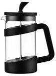 Café Olé Style Cafetière, 600ml 2 Cup Plastic and Glass French Press Coffee Maker, Black, VMP-06F