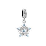 LSxAB Sparkling Blue Frozen Snowflake Dangle Charm Compatible with Pandora Charms Bracelets