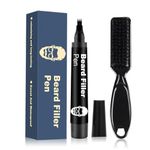 Beard Pencil Filler For Men With Beard Brush, Black Beard Filler Pen For Instant Fuller Beard, Beard Thickener For Men, Beard Grooming Kit For Men, Beard Gifts For Men, Waterproof Beard Pencil