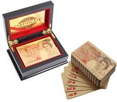 VIROSA 50 Pound Playing Cards | 24k Carat Gold Plated Poker Cards | Includes Deluxe Wooden Gift Box, Ideal for Family, Magic Party Game