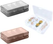 3 Pcs Earring Storage Box Organizer,Jewelry Storage Box Holder,Double Layer Plastic Small Clear Storage Box, Compartment Portable Jewelry Box Earring, Necklace,Hair Clip Organizer, Storage Jewelry Box