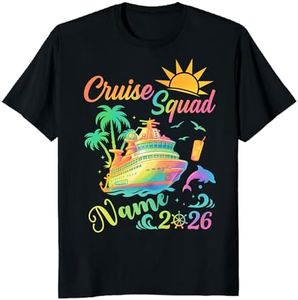 Custom Cruise Squad Shirts 2025, Matching Family Vacation Tees with Name, Personalized Group or Friends Cruise Squad Outfits, Toddler Black 2T
