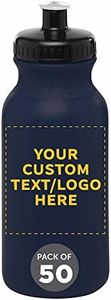 DISCOUNT PROMOS Custom 20 oz. Water Bottles with Push Cap Set of 50, Personalized Bulk Pack - Perfect for Gym, Hiking, Camping, Outdoor Sports - Navy Blue