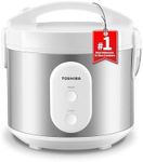 TOSHIBA Rice Cooker & Steamer Simple 5.5 Cup(Uncooked) with Steaming Basket, Removable Non-Stick Inner Pot & Inner Lid, for Soups, Stews, Grains&Oatmeal, One Touch&Keep Warm Function, Silvery White