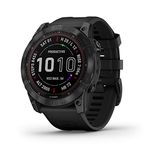 Garmin Fenix 7X Sapphire Solar, Larger Sized Adventure smartwatch, with Solar Charging Capabilities, Rugged Outdoor Watch with GPS, Touchscreen, Wellness Features, Black DLC Titanium with Black Band