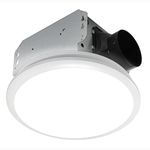 Homewerks 7141-50 Bathroom Fan Integrated LED Light Ceiling Mount Exhaust Ventilation 0.7 Sones 50 CFM, White