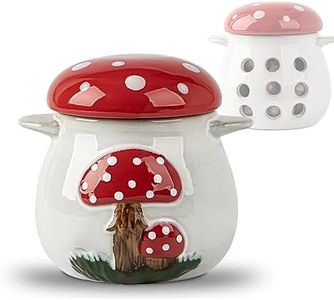 dgudgu Mushroom Garlic Keeper For Counter Ceramic Garlic Container Red Garlic Storage Garlic Holder Garlic Storage Container Garlic Container Storage Garlic Saver