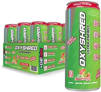 EHP Labs OxyShred Energy Drink - Sugar Free Energy Drinks with Amino Acids, Green Tea Extract, Vitamin C & L Carnitine - Carb Free, Calorie Free, Natural Caffeine, Kiwi Strawberry (12-Pack)