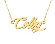 18k Gold Plated Colby Name Necklace Stainless Steel Mother Son Familys Jewelry for Birthday