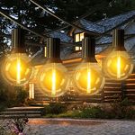 Garden Lights Mains Powered, 30M/100FT G40 Outside Festoon String Lights Outdoor Garden, 50+2 LED Waterproof Replaceable Plastic Bulbs, 2700K E12 Warm Lights with Hanging Sockets for Wedding, Parties