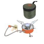 BISONBERG Camping Gas Stove Lightweight Folding Furnace Outdoor Metal Camping Stove For Picnic Cooking Gas Burners Folding Stove With Storage Bag - Stainless Steel A2