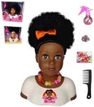 Black African Brown Styling Head Dolls with Curly Afro Hair and 5 Accessories, for Kids, Kids Toys for Ages 3 Up