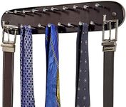 Richards Homewares Tie Rack Wall Mounted - Wood Belt Scarf Hanger with 21 Chrome Hooks for Closet for Storage and Organization Walnut