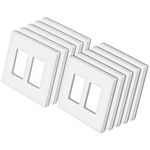 [10 Pack] BESTTEN 2-Gang Mid Size Screwless Wall Plate, USWP4 White Series, H4.85” x W4.92", Unbreakable Polycarbonate Midway Outlet Cover, for Light Switch, Dimmer, GFCI, USB Receptacle