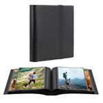 Small Photo Album 5x7 Holds 64 Photos Black Inner Page with Strong Elastic Band, 5x7 Mini Book Photo Pictures Album for Artwork, 5x7 Picture Storage, Kids Art Storage, Postcards, Drawings (Black)
