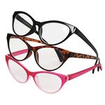 Betsey Johnson Women's Fairisle Reading Glasses, Black, Tortoise, Pink Gradient, 54 mm