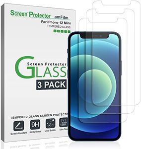 amFilm Glass Screen Protector Compatible with iPhone 12 Mini (5.4" Display, 2020), Tempered Glass with Easy Installation Tray (3 Pack)