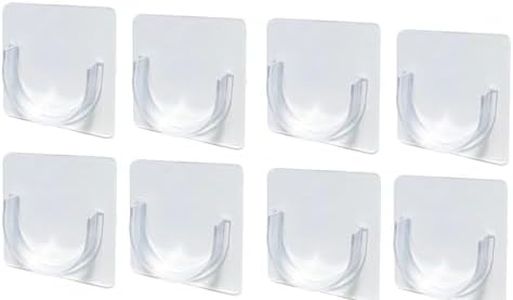 Wall Mount Clear Tension Rod Hooks || Drill-Free Install Self Adhesive Rod Mount Retainer || Curtain Rod Holder for Bathroom Kitchen Living Room (8)