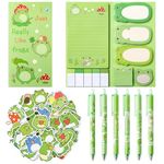 A1DIEE 57Pcs Frog Stationery Set Includes Ball Point Gel Ink Pens Cartoon Frog Stickers Bundle Sticky Notes Set Index Tabs Bookmarks Page Flags Back to School Gift for Kids Classmate Student Teacher