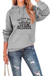 ESIKAH You Know What Rhymes With Camping And Alcohol Pullover Hoodie Women Funny Camping Lover Graphic Sweatshirt Camping Tee, Gray, Small