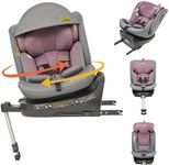Jovikids Car Seat, i-Size 360 Rotating Car Seat with ISOFIX, Adjustable Headrest, Side Impact Protection for 40-150 cm Toddler, Infant, Child, Position Recline, ERF, 360 Swivel Baby Car Seat (Pink)
