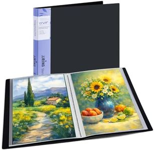 JJRING 13x19 Art Portfolio Folder with Plastic Sleeves, 24-Pocket Portfolio Binder Displaying 48 Pages, Presentation Book with Black Inner Paper for Artwork Storage, Black