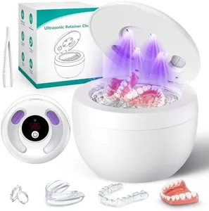 Upgraded Ultrasonic Retainer Cleaner Machine, 45kHz Ultrasonic Dentures Cleaner for Night Guards, Braces, Aligner, Toothbrush, Jewelry and More, 200ML Capacity, White