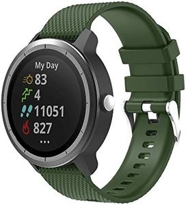 METEQI 20mm Soft Silicone Band Compatible with Garmin Vivoactive 3/Venu/Venu sq/Venu 2 Plus/Forerunner 245/645/Vivomove HR/Galaxy Watch 42mm/Galaxy Watch Active 2/Active 40mm/Watch 3 43mm(Army Green)