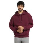 NOBERO Men's Cotton Blend Neck Hooded Sweatshirt (1M-TWHO-R0041_Maroon