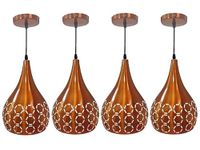 BENHEK® Designer Hanging Light Ceiling Pendant Lamp Metal Cutted Modern Pendant Lights - 4 Pc with Bulb | Fancy Lights for Home Decoration, Living Room, café, Kitchen Restaurants & Bar (Copper)