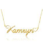 Flowshey Custom Name Necklace Personalized Gifts Plated 18K Gold Nameplate Customized Jewelry for Women