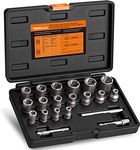 THINKWORK Bolt Extractor Set, 20 Pieces Impact Bolt & Nut Remover Set, Stripped Lug Nut Remover, Extraction Socket Set for Removing Damaged, Frozen, Rusted, Rounded-Off Bolts, Nuts & Screws