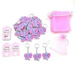 JZK 30x Pink girls baby shower party favours, elephant keyring keychains with confetti bags and gift tags set, baby girl 1st birthday baptism newborn christening party giveaway gift keepsakes