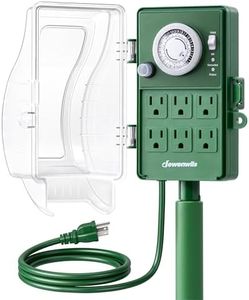 DEWENWILS Heavy Duty Outdoor Power Stake Timer, 24-Hour Mechanical Timer with 6FT Cord, 1800W/15A, Waterproof for Patio Lights, Halloween/Christmas Decorations, ETL Listed