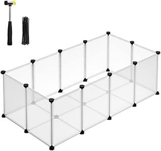 SONGMICS Pet Playpen with Floor, Small Animal Pen, Pet Fence Indoor, DIY Plastic Enclosure for Hamsters, Hedgehogs, 49.2 x 24.8 x 16.5 Inches, White ULPC001W01