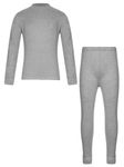 Freebily Unisex Kids Thermal Underwear Set Girls Boys Warm Long Johns Mock Neck Base Layer Tops and Bottoms Gray 2-3 Years