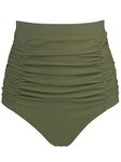 RELLECIGA Women's Army Green High Waisted Bikini Bottom Ruched Swimsuit Bottom Size Small