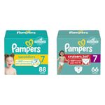 Pampers Diapers Size 7, 88 Count - Swaddlers Disposable Baby Diapers (Packaging & Prints May Vary) & Diapers Size 7, 66 Count - Pull On Cruisers 360° Fit Disposable Baby Diapers